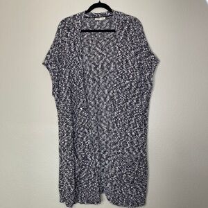 Ulla Popken long short sleeve sweater duster pockets large black white